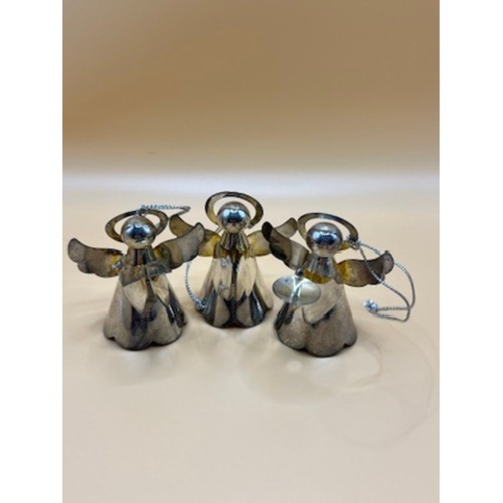 Vintage Mini Silver Plated Angel Ornaments - Made In Hong Kong